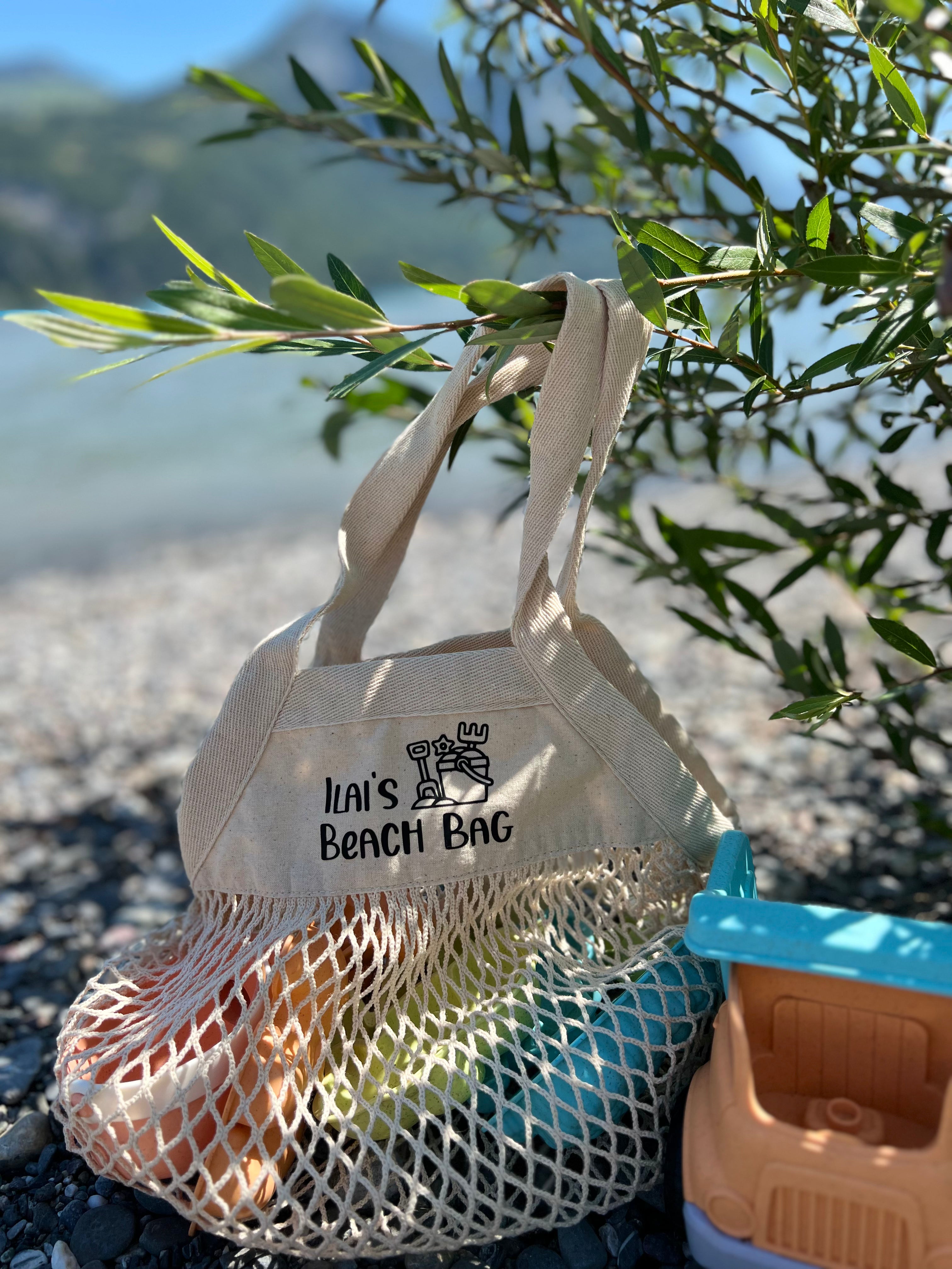 Kid's Beach Bag - Bio-Baumwollbeutel mit Mesh-Einsatz